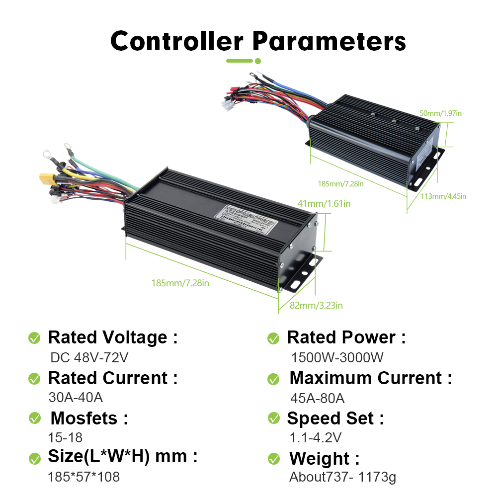 E-bike 3 Modus 48V 52V 60V 72V - Sine Wave Controller 48V 72V 80A recensie en prijs