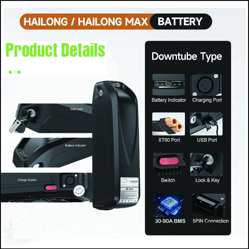 36V 48V 52V Elektrische Fiets  - Ebike Battery 48V 20Ah Hailong recensie en prijs