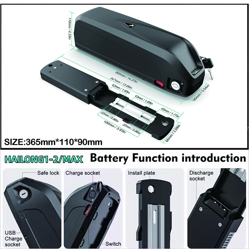 36V 48V 52V Elektrische Fiets  - Ebike Battery 48V 20Ah Hailong recensie en prijs