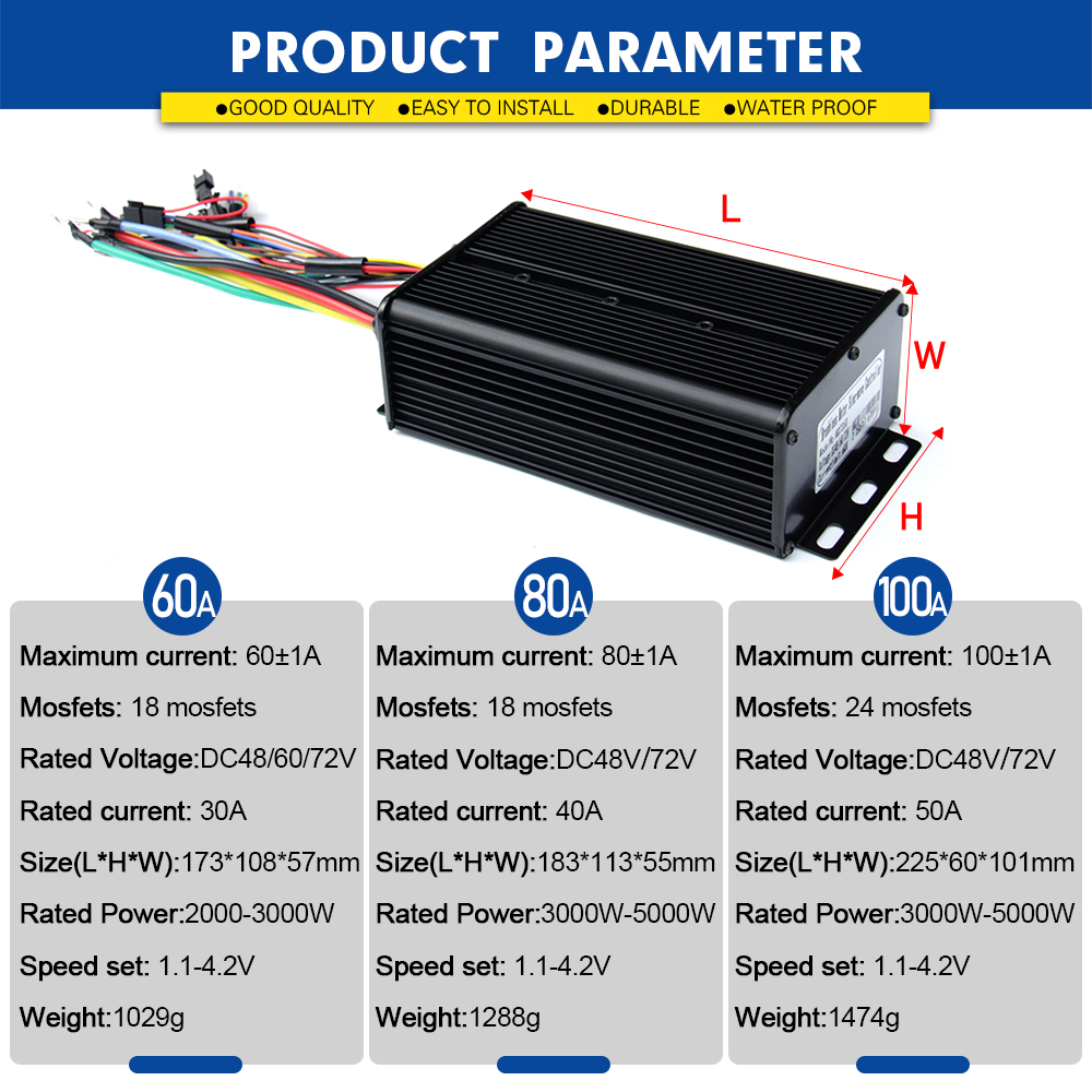 2000 W-5000 W 48 V-72 V E-Bike - Sine Wave Controller 48V 72V 80A recensie en prijs